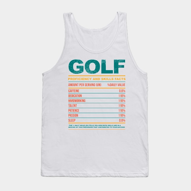 Funny Golf Nutritional Facts Tank Top by neodhlamini